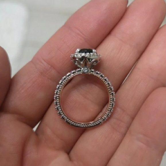 New Green Cubic Zirconia Two Tone Ring - Picture 8 of 8